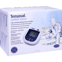 Verpackung eines vollautomatischen Blutdruckmessgeräts von Tensoval.